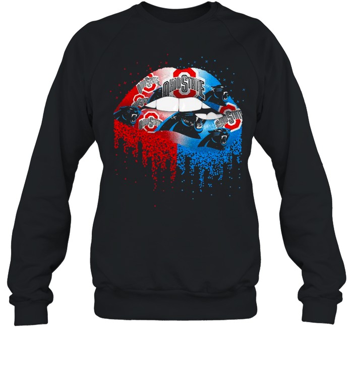 NFL carolina panthers new and Ohio state buckeyes Lips logo shirt Unisex Sweatshirt