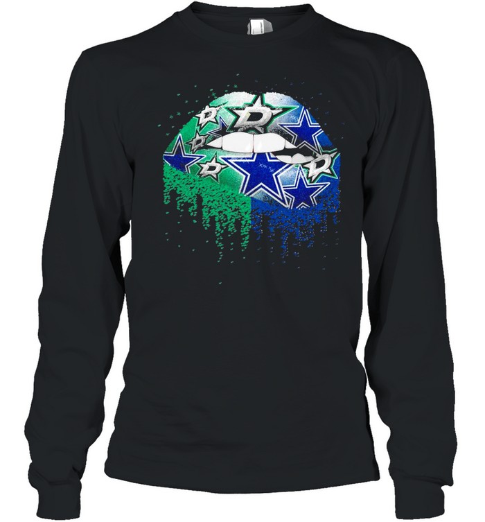 NFL dallas stars and dallas cowboys Lips logo shirt Long Sleeved T-shirt