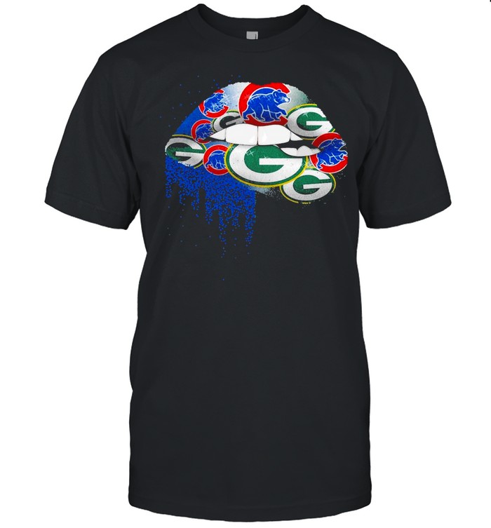 NFL Green Bay Packers and chicago cubs ipad Lips logo shirt Classic Men's T-shirt