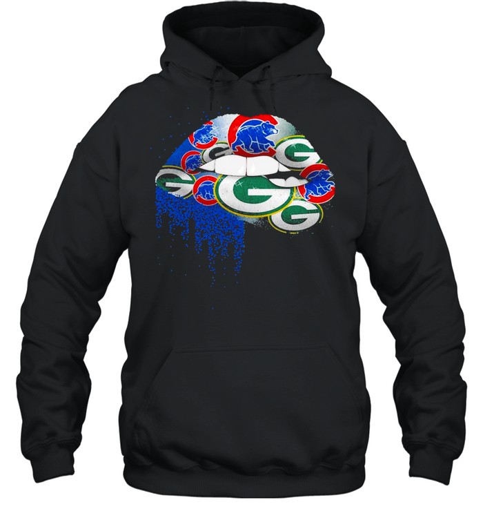 NFL Green Bay Packers and chicago cubs ipad Lips logo shirt Unisex Hoodie