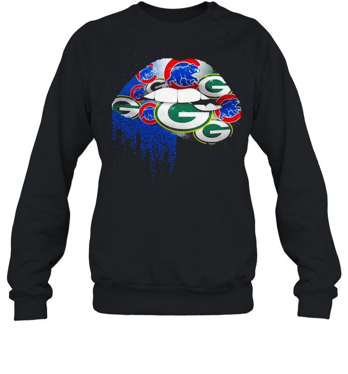 NFL Green Bay Packers and chicago cubs ipad Lips logo shirt Unisex Sweatshirt