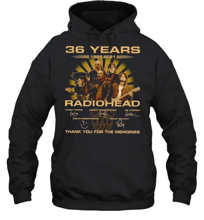 The Radiohead 36 Years 1985 2021 Signatures Thank You For The Memories shirt Unisex Hoodie