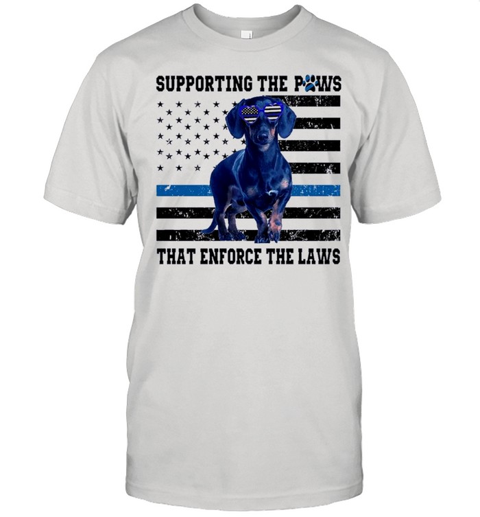 Dachshunds supportings thes Pawss thats enforces thes lawss Americans flags shirts