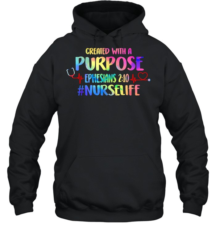 Created With A Purpose Nurse Life Nursing Christian Watercolor Unisex Hoodie