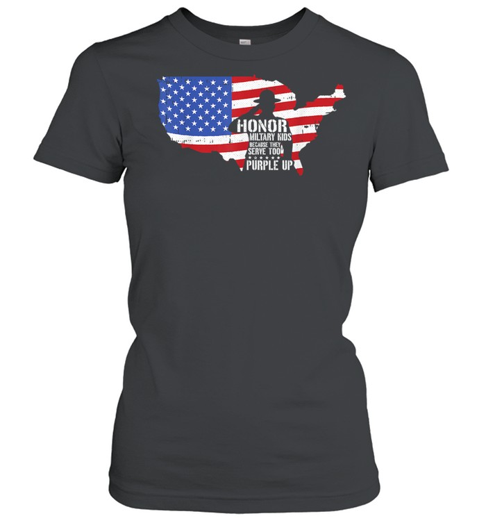 Honor Military Kids Because They Serve Too Purple Up American Flag Classic Women's T-shirt