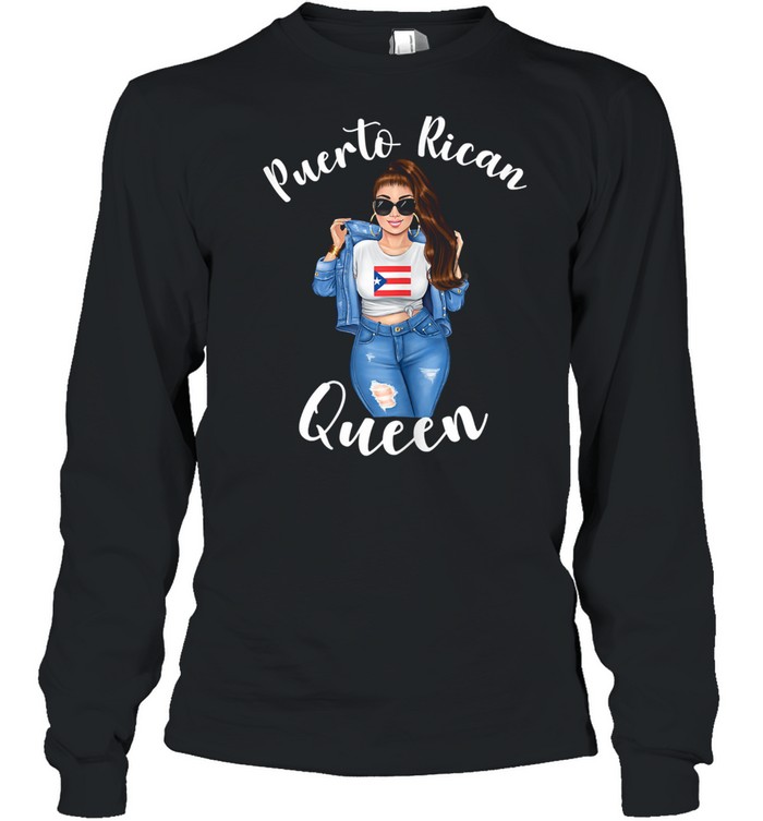 Womens Puerto Rican Queen Proud Mexican Latin Sunshine Sassy Long Sleeved T-shirt