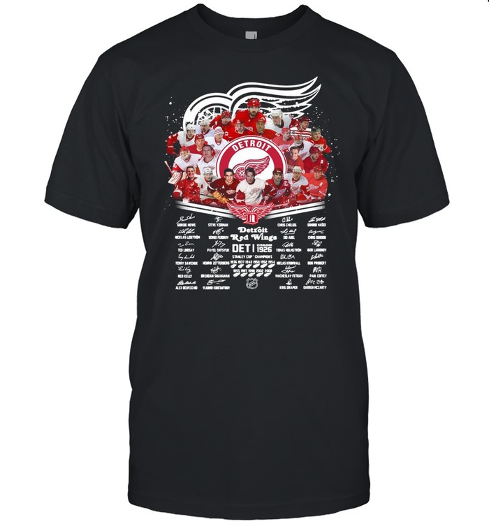 Detroit Red Wings NHL Team Player Names Signatures shirts