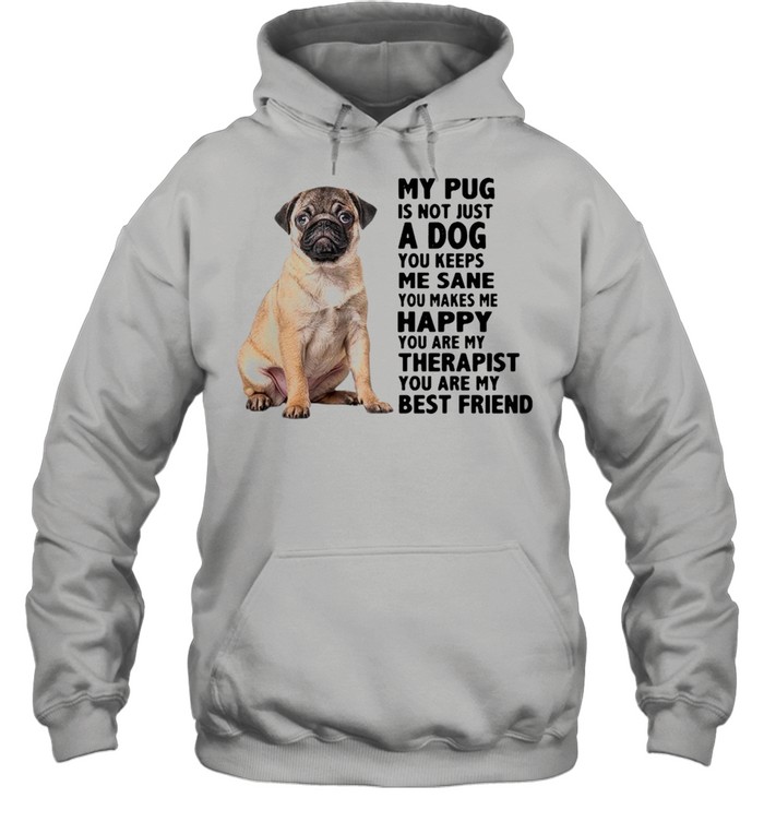 My Pug Is Not Just A Dog You Keeps Me Sane You Makes Me Happy You Are My Therapist shirt Unisex Hoodie