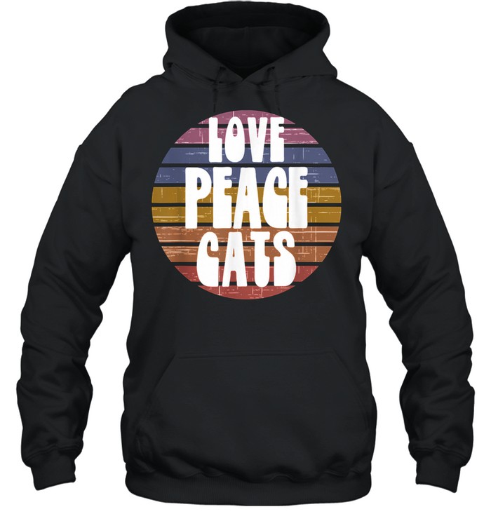 Love Peace Cats Retro Sunset vintage Unisex Hoodie
