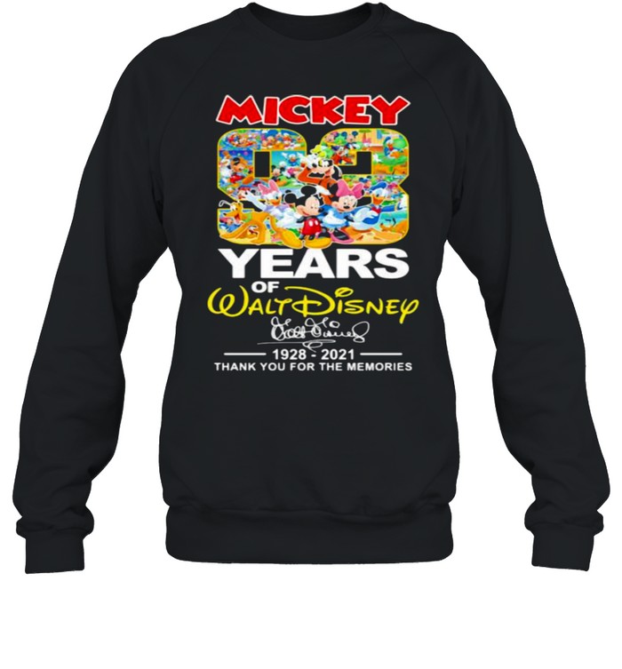 Mickey 83 Years Of Walt Disney 1928 2021 Thank You For The Memories Signature Unisex Sweatshirt