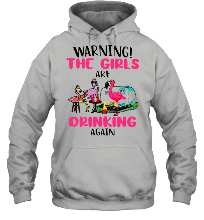 Flamingo Camping Warning The Girls Are Drinking Again Unisex Hoodie