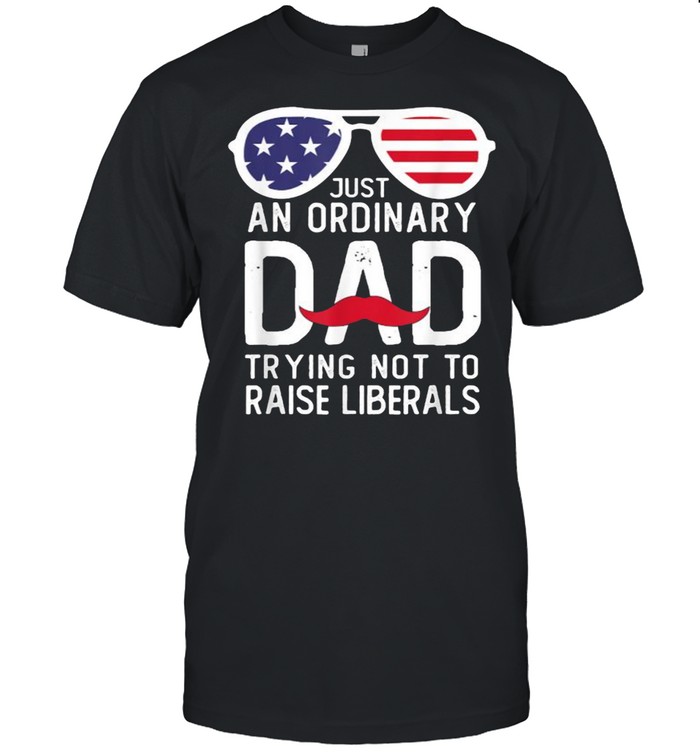 Just An Ordinary Dad Trying Not To Raise Liberals Beard Dad Sunglasses American flag T-Shirts