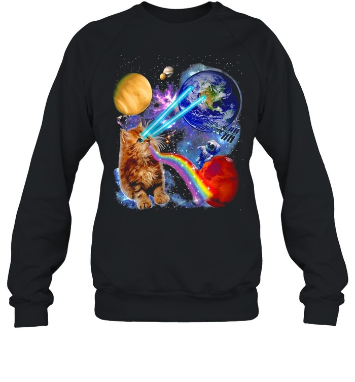 Laser Cat Cute Space Cat Kitten Laser Eyes T-shirt Unisex Sweatshirt