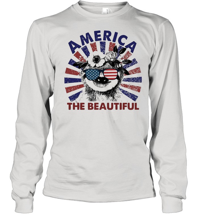 Sloth America The Beautiful Sloth Lovers Flag T-shirt Long Sleeved T-shirt
