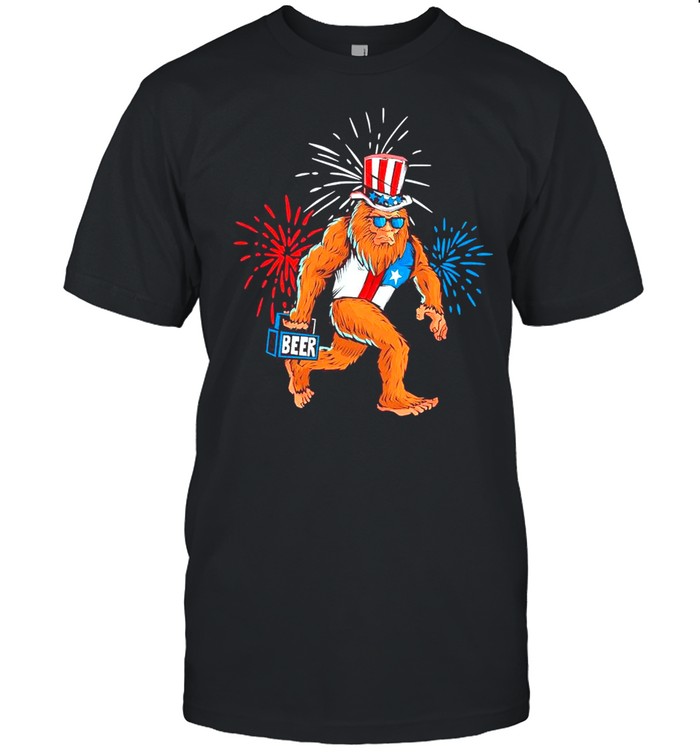 Bigfoot Uncle Sam Beer 4th Of July shirts