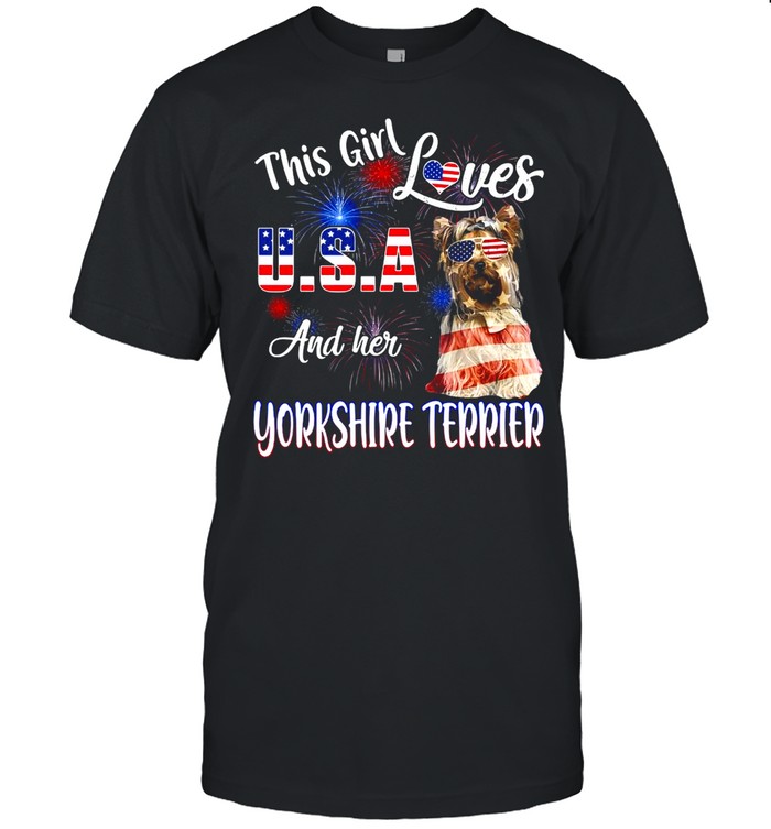 This Girl Loves USA And Her Yorkshire Terrier T-shirt