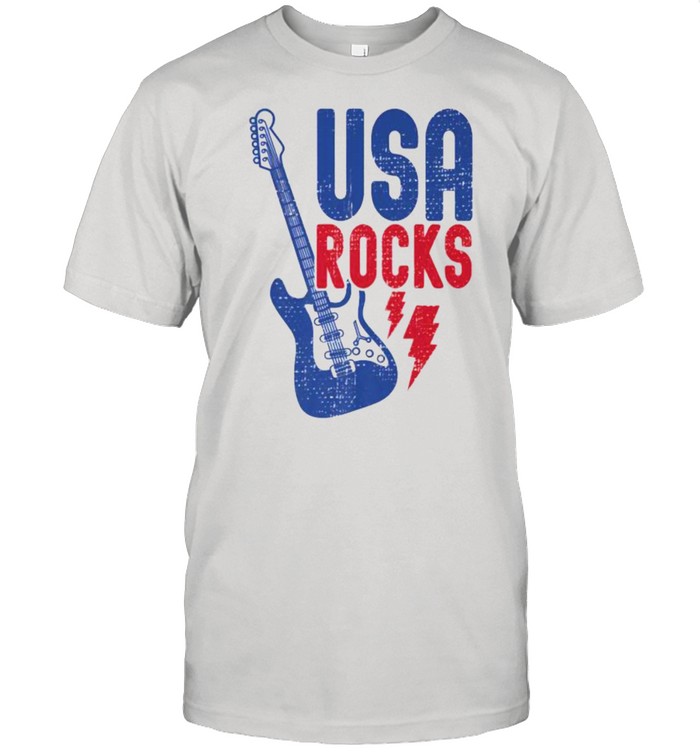 USA Rocks Red Blue Guitar Vintage T- Classic Men's T-shirt