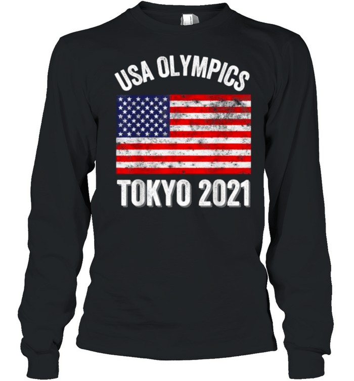 USA Olympics Tokyo 2021 Team American Flag T- Long Sleeved T-shirt