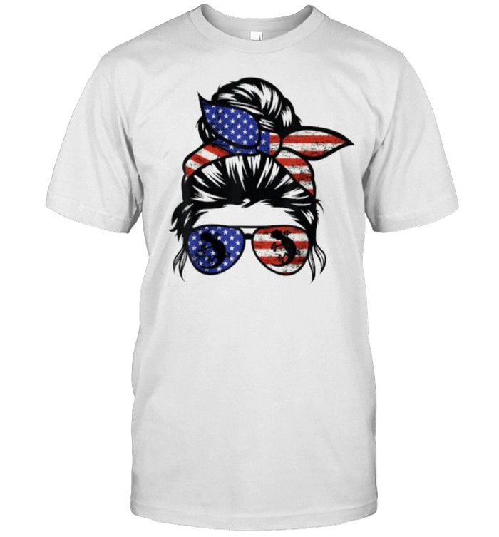 Crested gecko Messy Bun Hair Glasses 4th of July 2021 T-Shirt