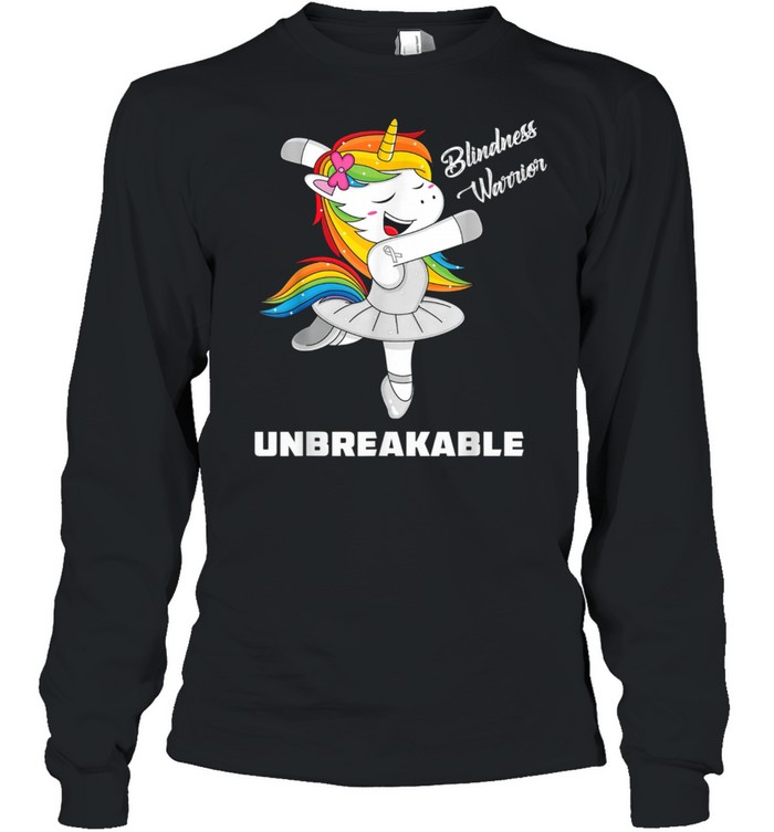 Blindness Unicorn Unbreakable Blindness Warrior Awareness shirt Long Sleeved T-shirt