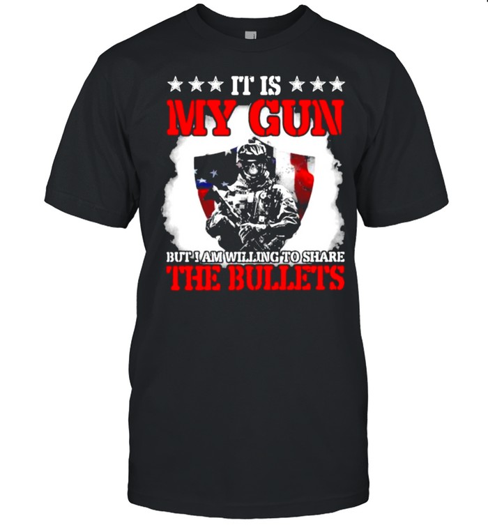 IT Is My Gun But I Am Willing To Share The Bullets Veteran American Flag  Classic Men's T-shirt