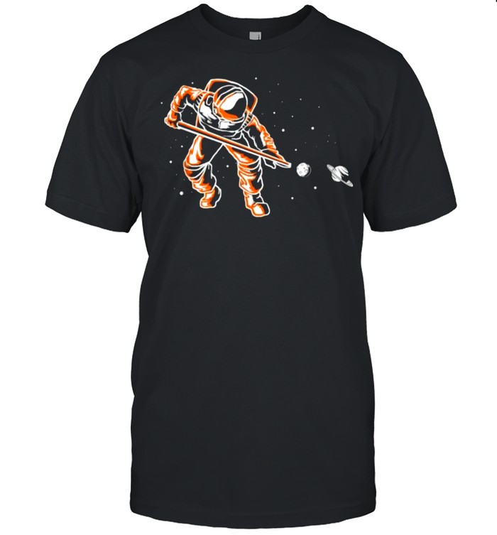 Astronaut Space With Billiard Stick Funny Pool Player T-Shirts