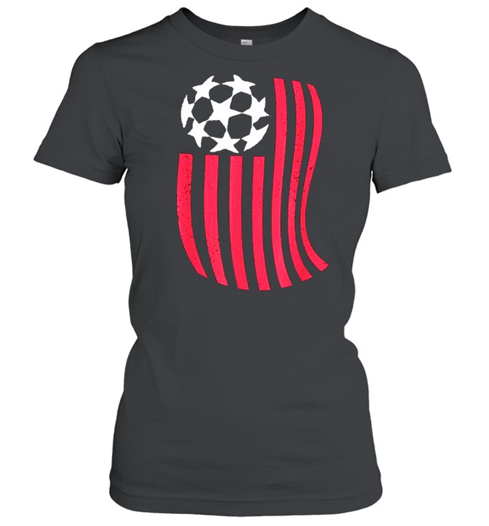 USA Flag with Soccer ball T- Classic Women's T-shirt