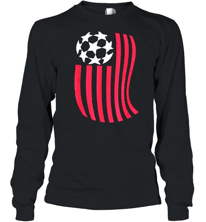 USA Flag with Soccer ball T- Long Sleeved T-shirt
