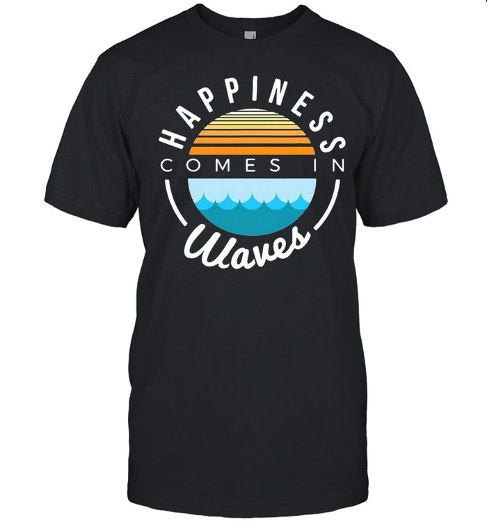 Vacation Novelty Happiness Comes In Waves Vintage T-shirt Classic Men's T-shirt