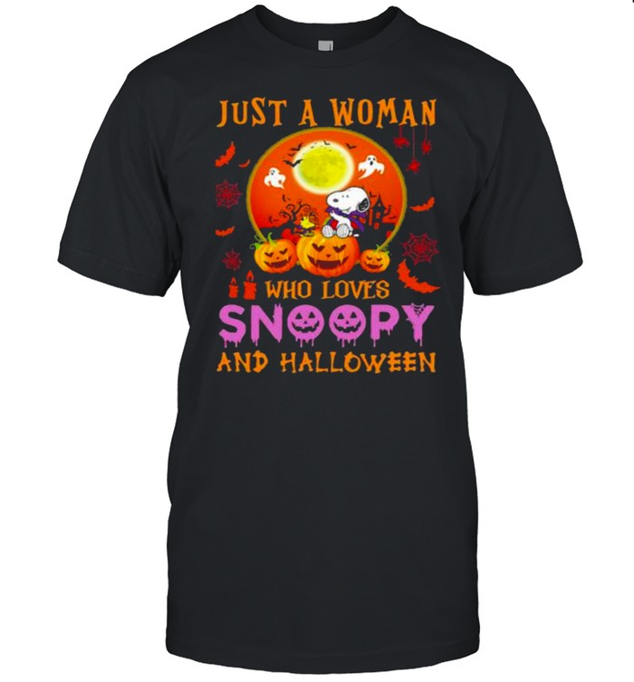 Just a woman who loves snoopy and halloween pumpkin moon shirt Classic Men's T-shirt