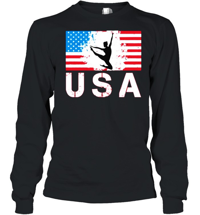 USA Gymnastics American flag T- Long Sleeved T-shirt