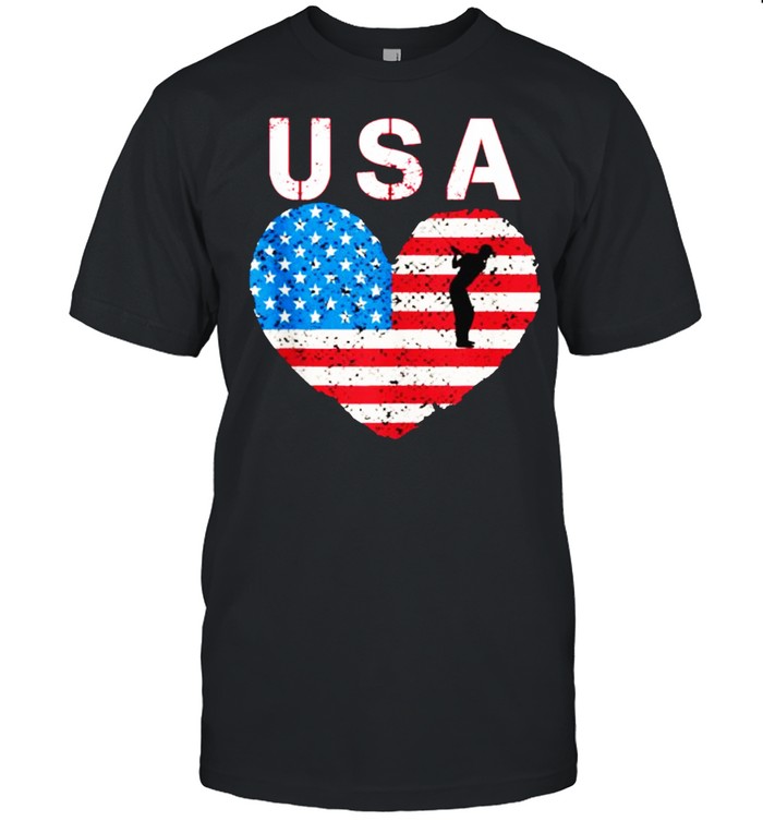 USA team American flag heart US golfer T-Shirt