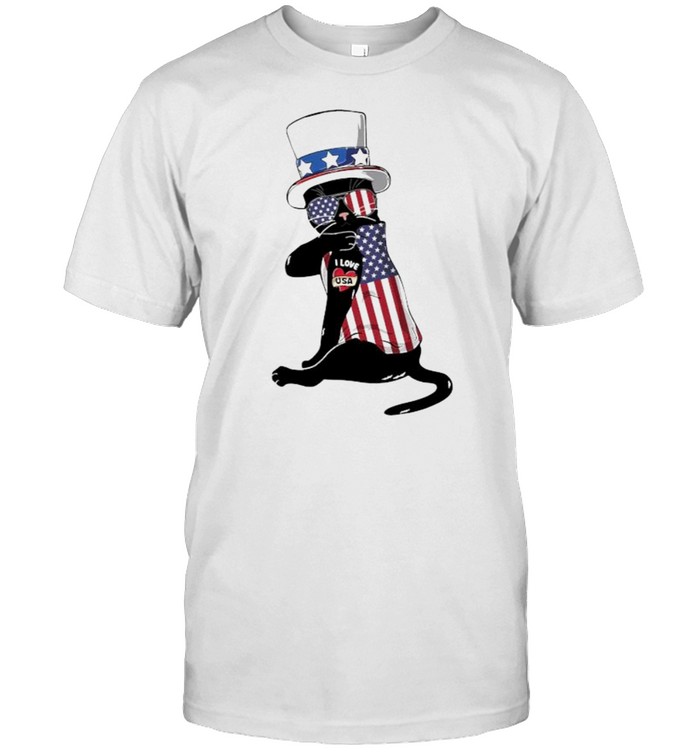 Cat tattoo i love usa american flag shirt Classic Men's T-shirt