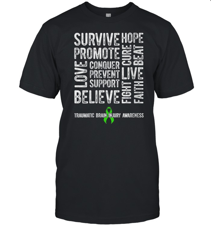 Survive Hope Promote Conquer Prevent Support Believe Traumatic Brain Injury Warrior T- Classic Men's T-shirt
