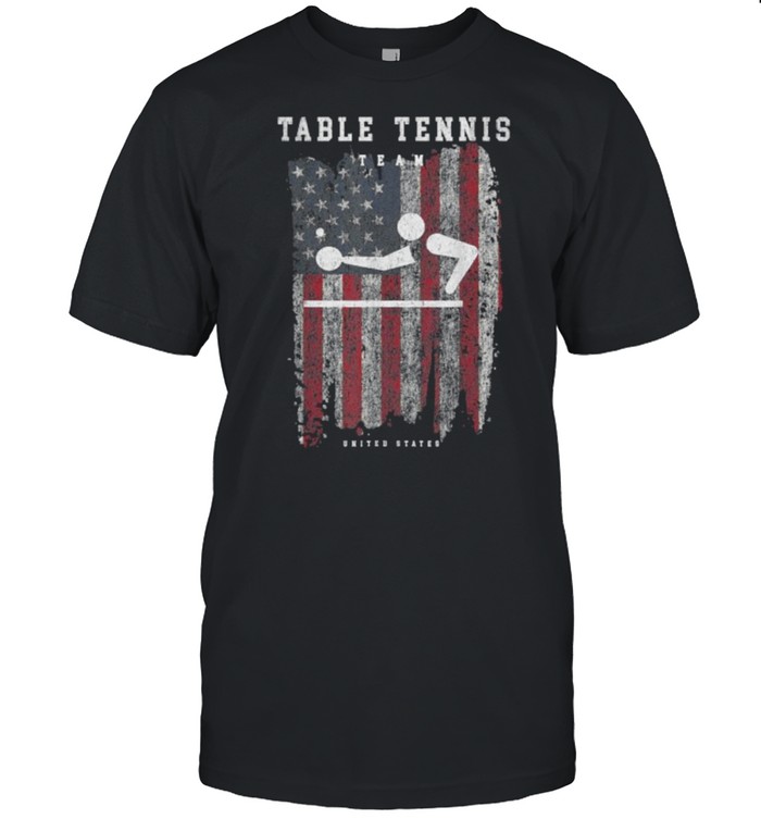 table Tennis Athlete Sports Pictogram American Flag T-Shirt