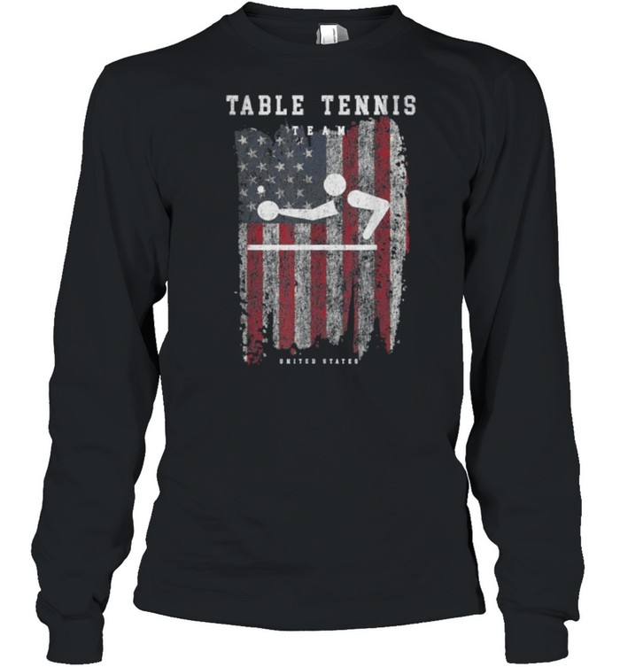 table Tennis Athlete Sports Pictogram American Flag T- Long Sleeved T-shirt