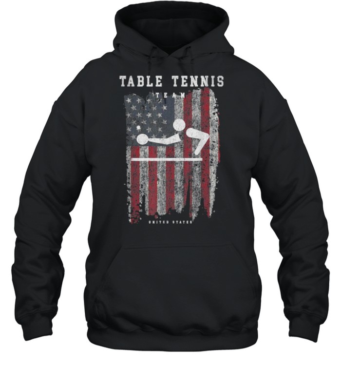 table Tennis Athlete Sports Pictogram American Flag T- Unisex Hoodie