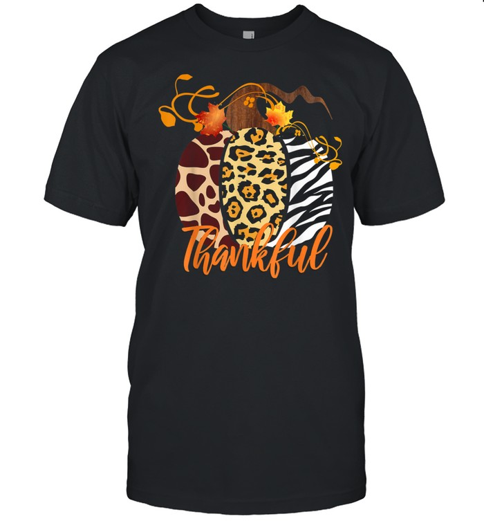 Animal Leopard Print Pumpkin Thankful Fall Harvest Halloween shirt Classic Men's T-shirt