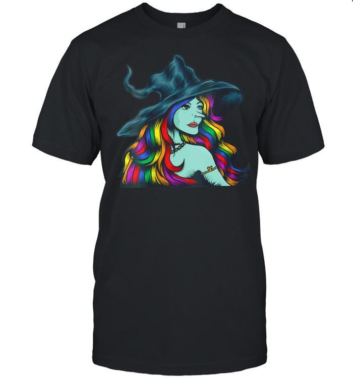 Beautiful Witch LGBT Gay Rainbow Flag Pride Hair Halloween shirt Classic Men's T-shirt