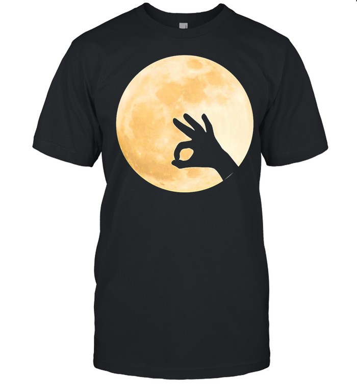 Full Moon Okay Hand Sign Ok Symbol Lunar Phase T-shirt