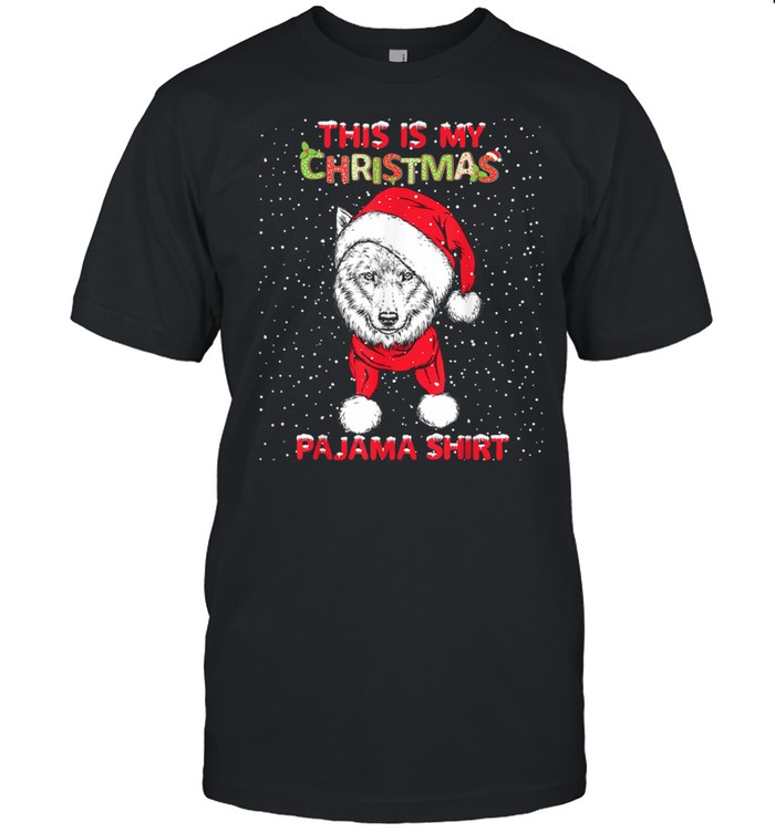 This Is My Christmas Pajama Wolf with Santa Hate shirt Classic Men's T-shirt