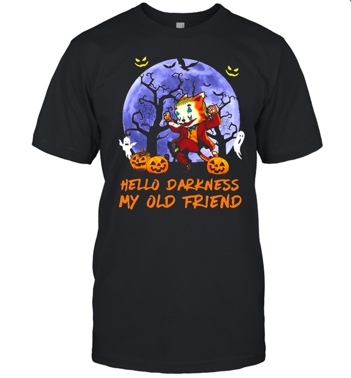 Joker Cat Hello Darkness My Old Friend Halloween T-shirt Classic Men's T-shirt