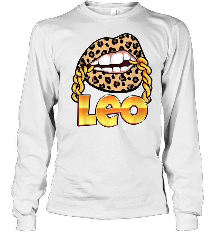 Juicy Lips Gold Chain Leo Zodiac Sign shirt Long Sleeved T-shirt