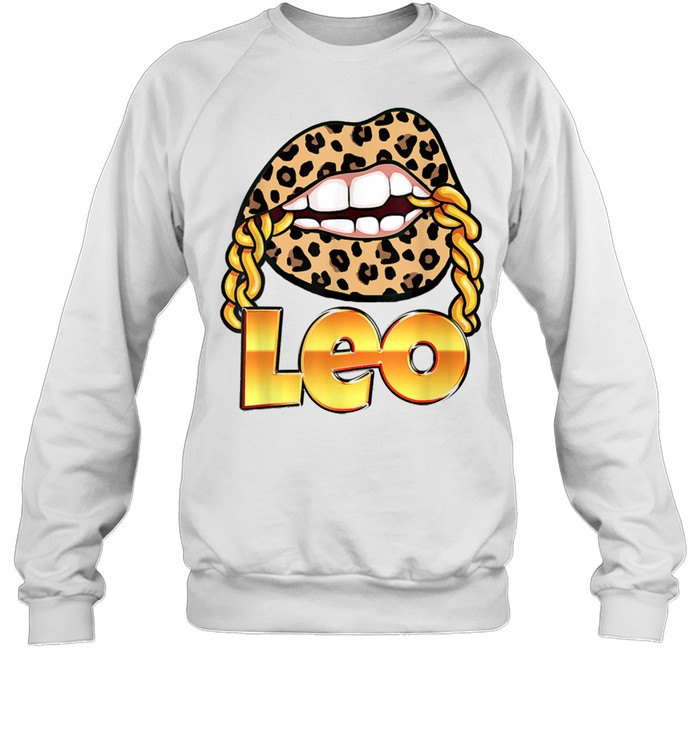 Juicy Lips Gold Chain Leo Zodiac Sign shirt Unisex Sweatshirt