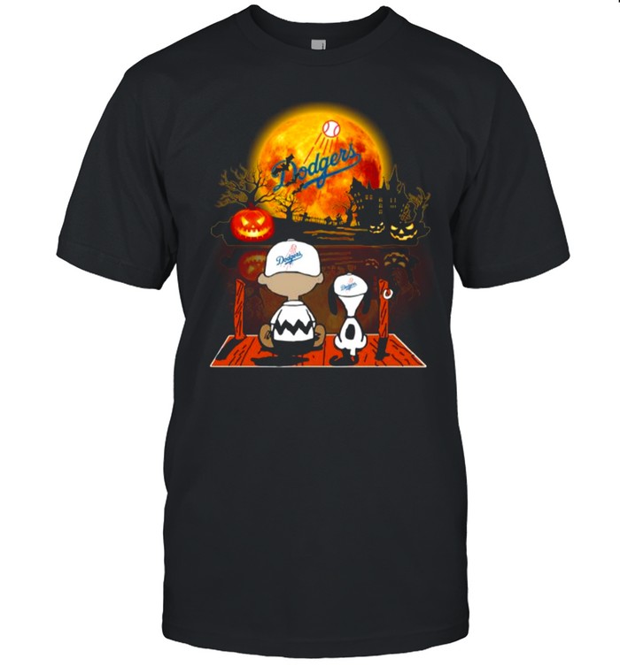 Snoopy and Charlie Brown Pumpkin Los Angeles Dodgers Halloween Moon shirt Classic Men's T-shirt