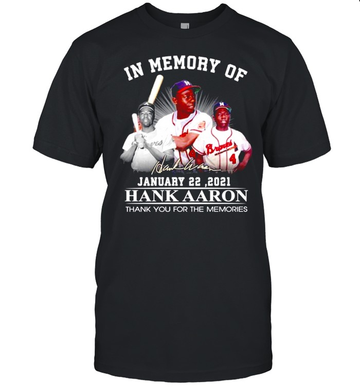 In memory of Hank Aaron signature t-shirts