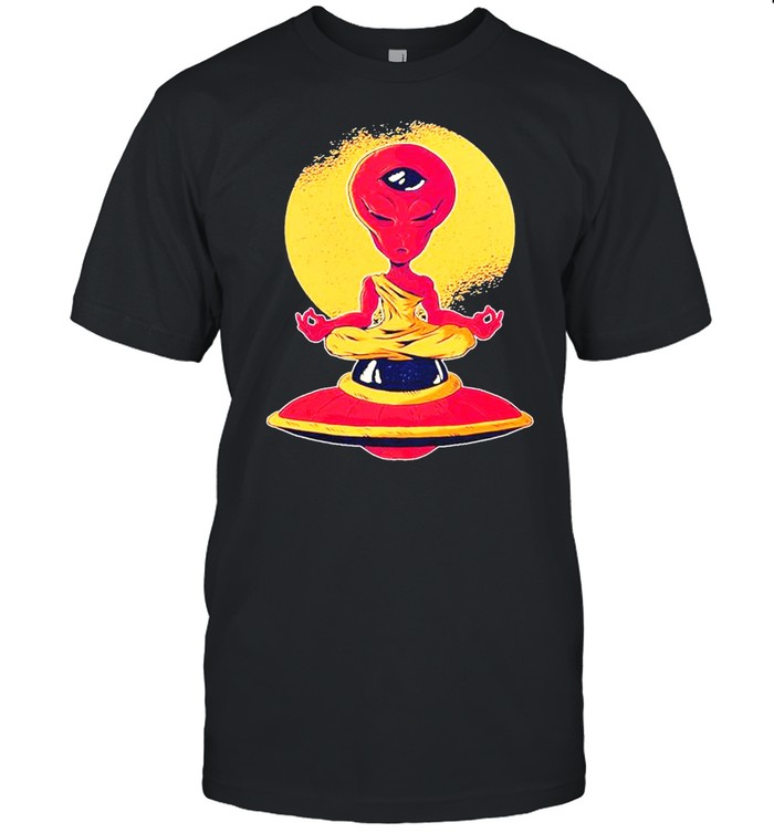 aliens Yogas UFOs Moons shirts