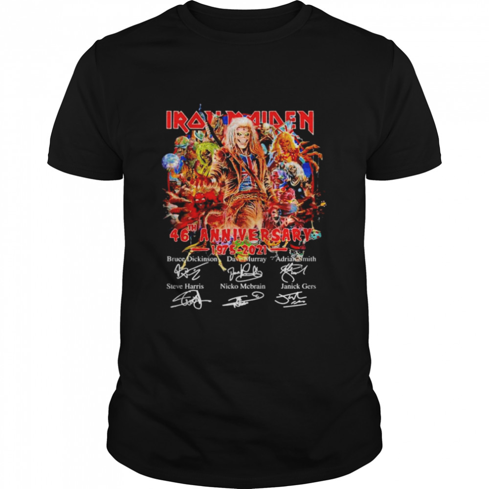 Iron Maiden 46th anniversary 1975 2021 signatures shirt