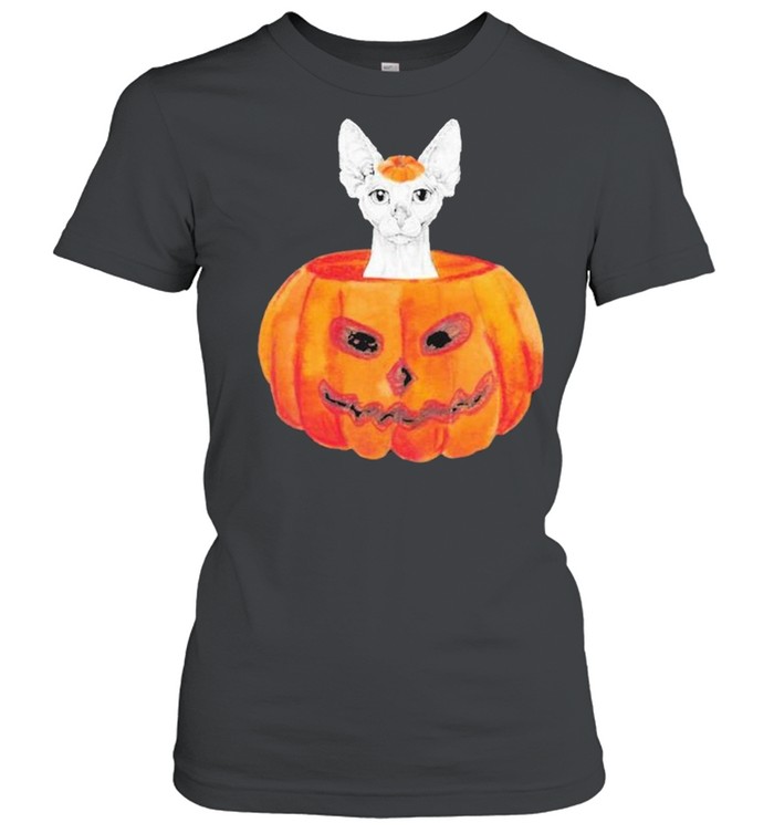 Sphynx Cat Pumpkin Halloween  Classic Women's T-shirt