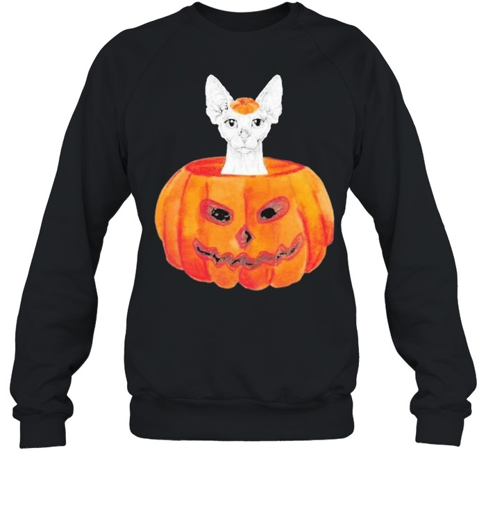 Sphynx Cat Pumpkin Halloween  Unisex Sweatshirt